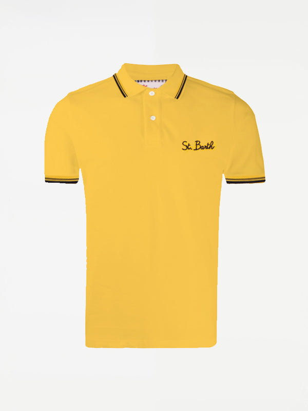 Poloshirt aus Stretch-Piquet mit Stickerei vorne