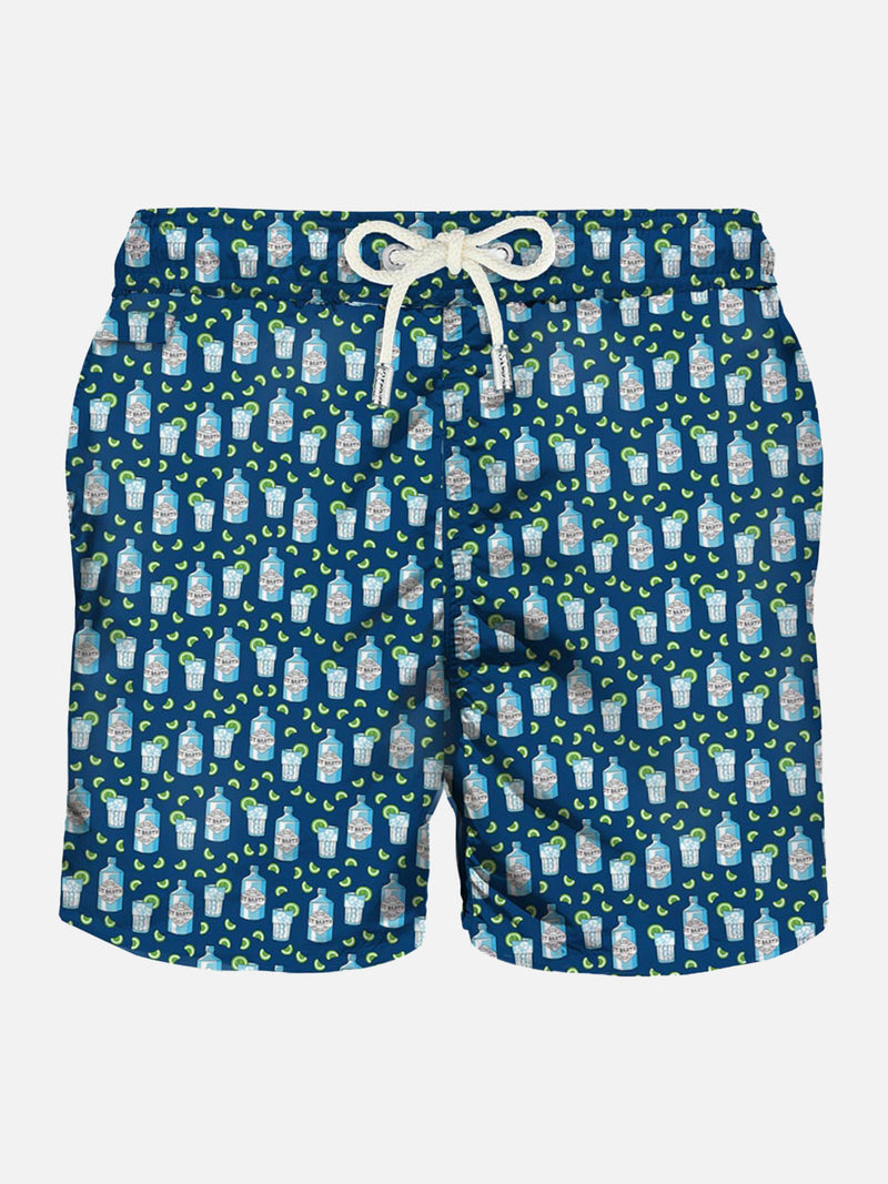 Man light fabric swim shorts with gin print | GIN MARE SPECIAL EDITION