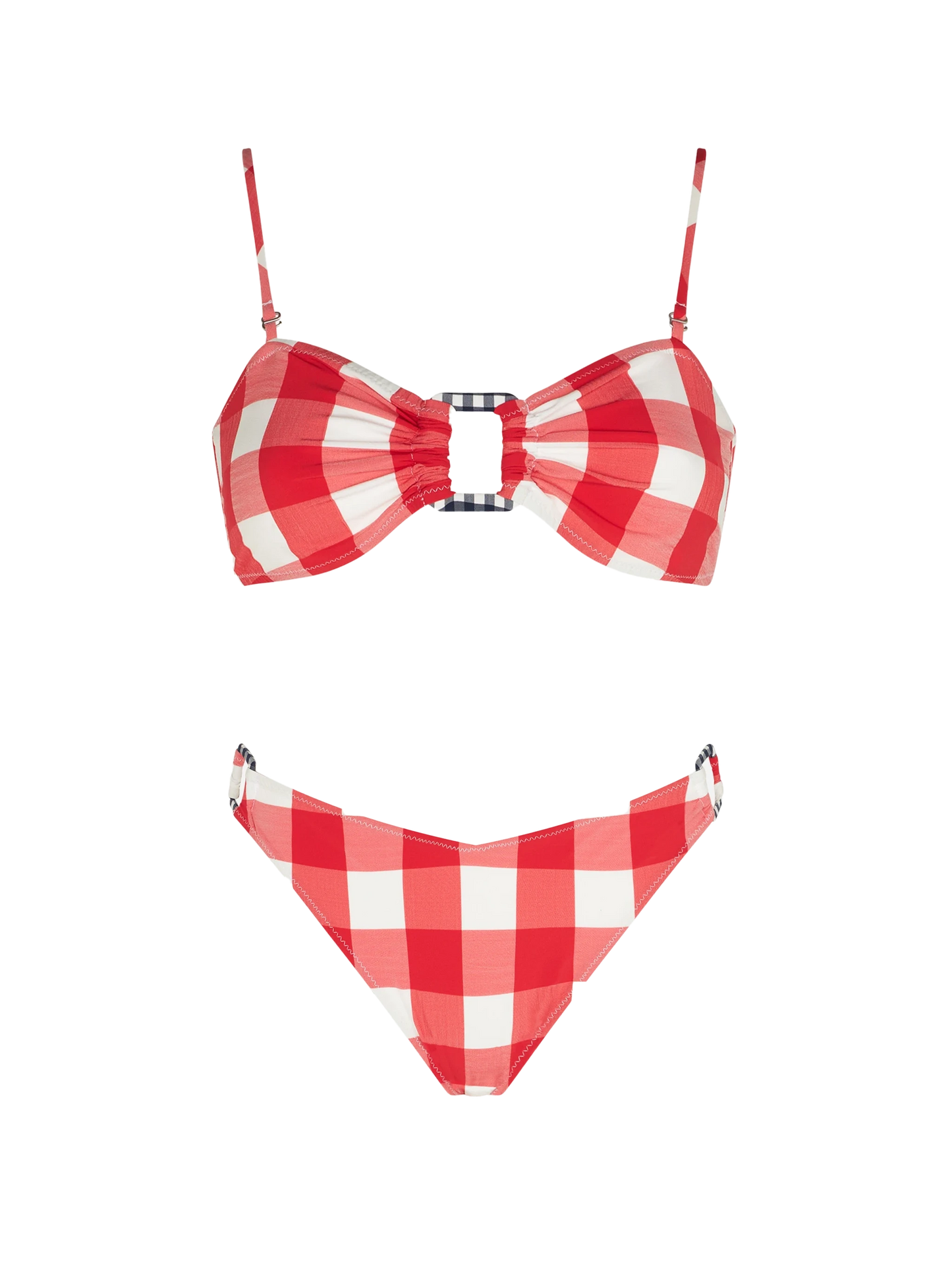 Gingham bralette bikini with rings