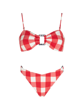 Gingham bralette bikini with rings