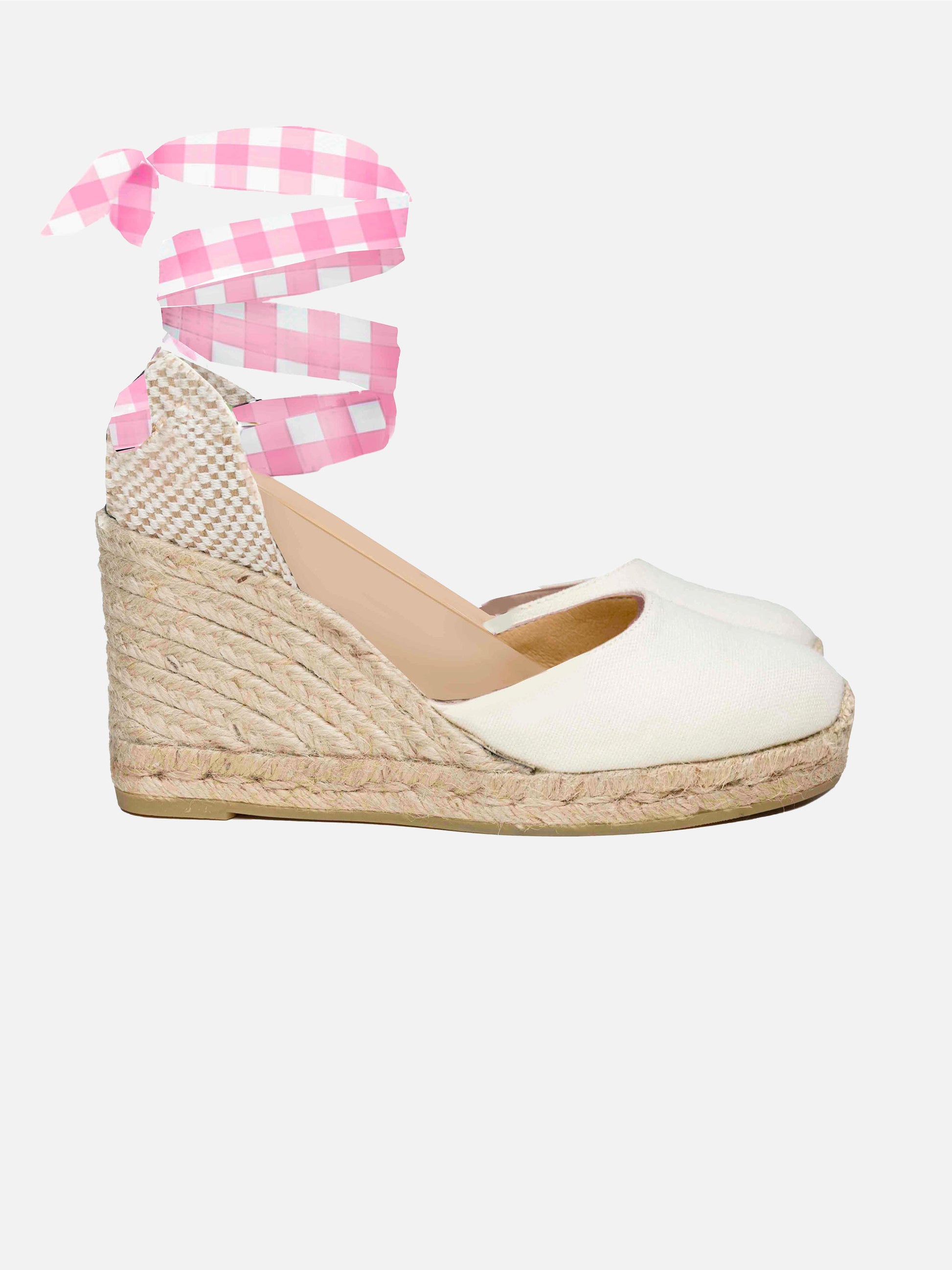 Natural print canvas espadrillas with hight wedge and ankle lace - MC2 Saint Barth