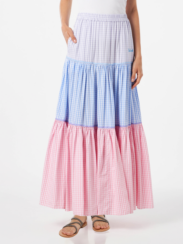 Gingham print cotton skirt - MC2 Saint Barth