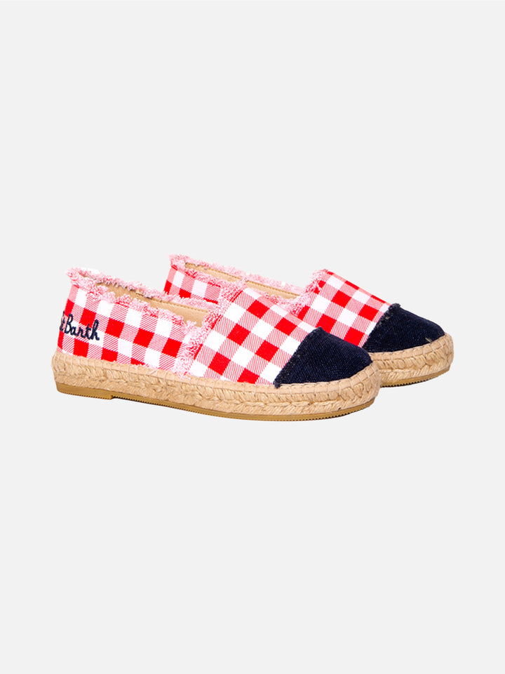 Gingham canvas espadrillas with embroidery - MC2 Saint Barth