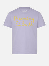 T-shirt da bambina con ricamo Dreaming St. Barth