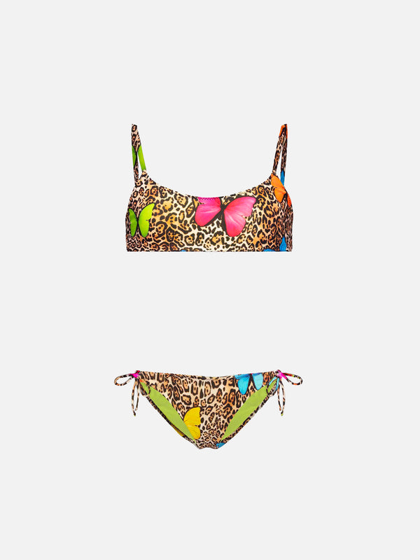 Girl bikini animalier print with butterlies