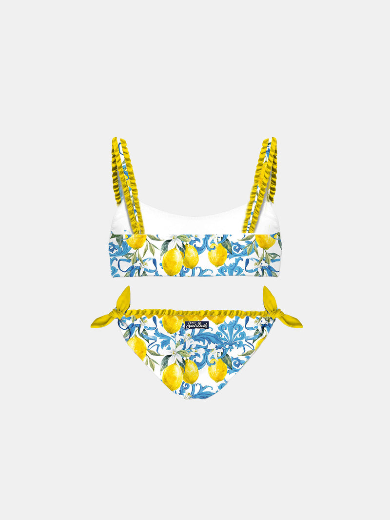 Girl top bikini with baroque print