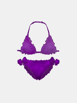 Bikini da bambina a triangolo viola 