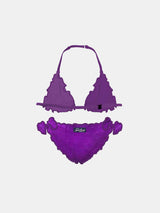 Bikini da bambina a triangolo viola 