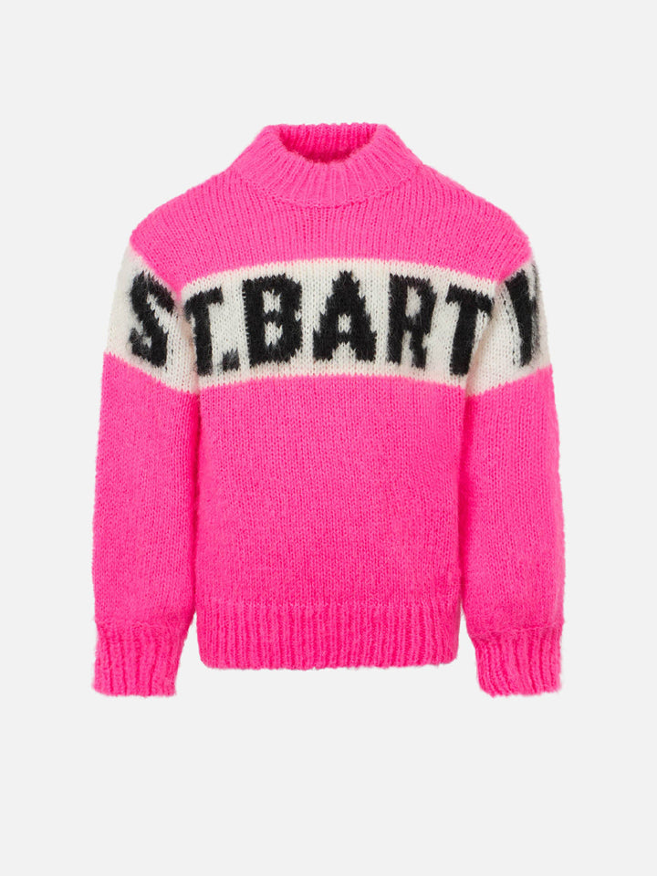 Girl boxy shape soft sweater with St. Barth jacquard