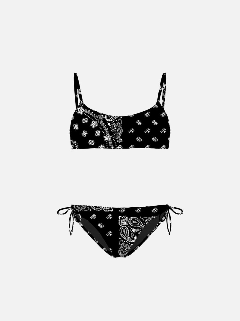 Girl bralette bikini with bandanna print