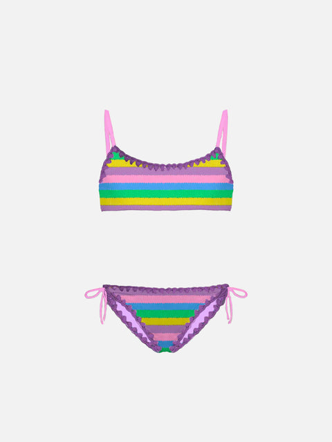 Girl bralette bikini with multicolor striped - MC2 Saint Barth