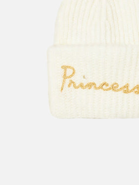 Berretto da bambina garzato e ultra morbido con ricamo Princess