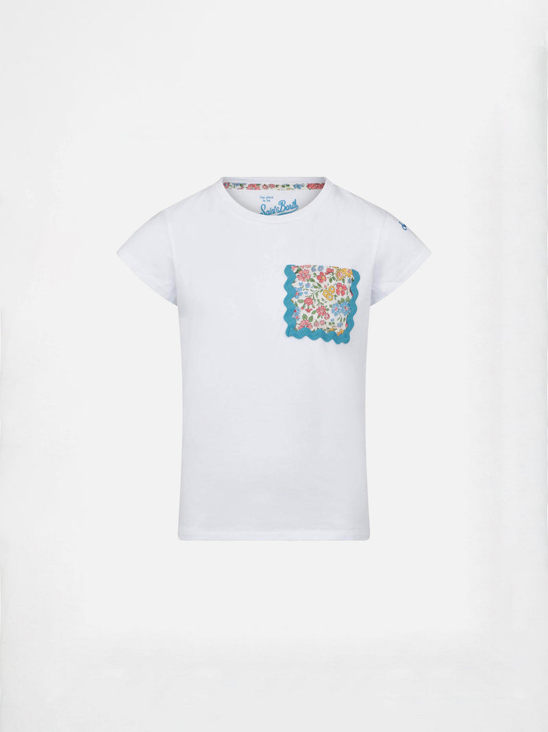 T-shirt da bambina in cotone con taschino