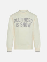 Mädchenpullover mit Rundhalsausschnitt und „All I need is snow“-Schriftzug