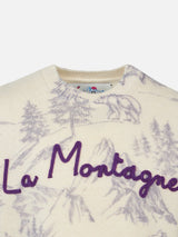 Maglia da bambina toile de jouy girocollo con ricamo La Montagne