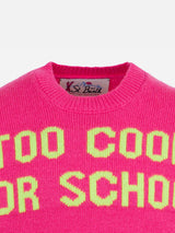 Girl crewneck sweater with Too Cool for School print