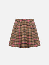 Girl flannel skirt with pied de poul print