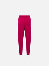 Girl fuchsia knitted jogger pants