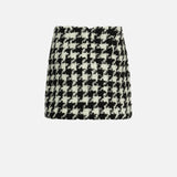 Girl fringed wooly skirt with pied de poule print