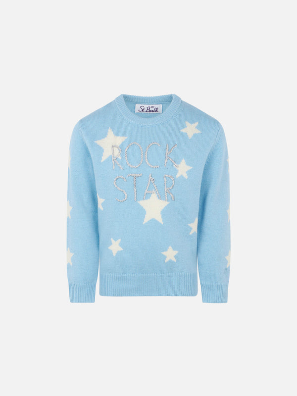 Maglia da bambina con stampa stelle e ricamo Rock Star