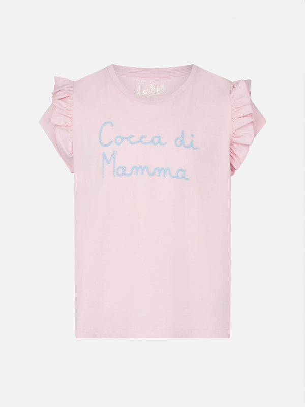 Mädchen-T-Shirt mit Cocca di Mamma-Stickerei