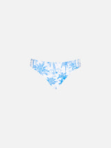 Girl swim briefs with toile de jouy print and bow