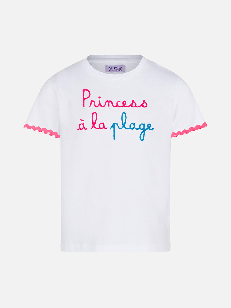 Mädchen-T-Shirt mit Princess à la plage-Schriftzug und Stickerei