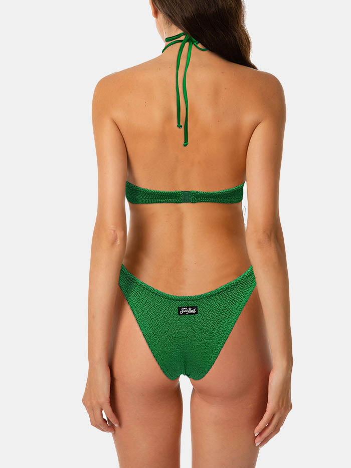 Costume da bagno trikini verde crinkle