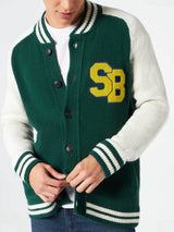 Green knit bomber college style