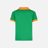 Grünes Piquet-Polo für Jungen mit orangefarbenem St. Barth-Logo