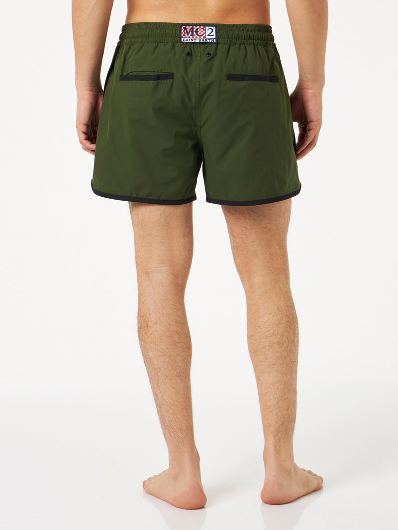 Man swim shorts with side logo and contrast