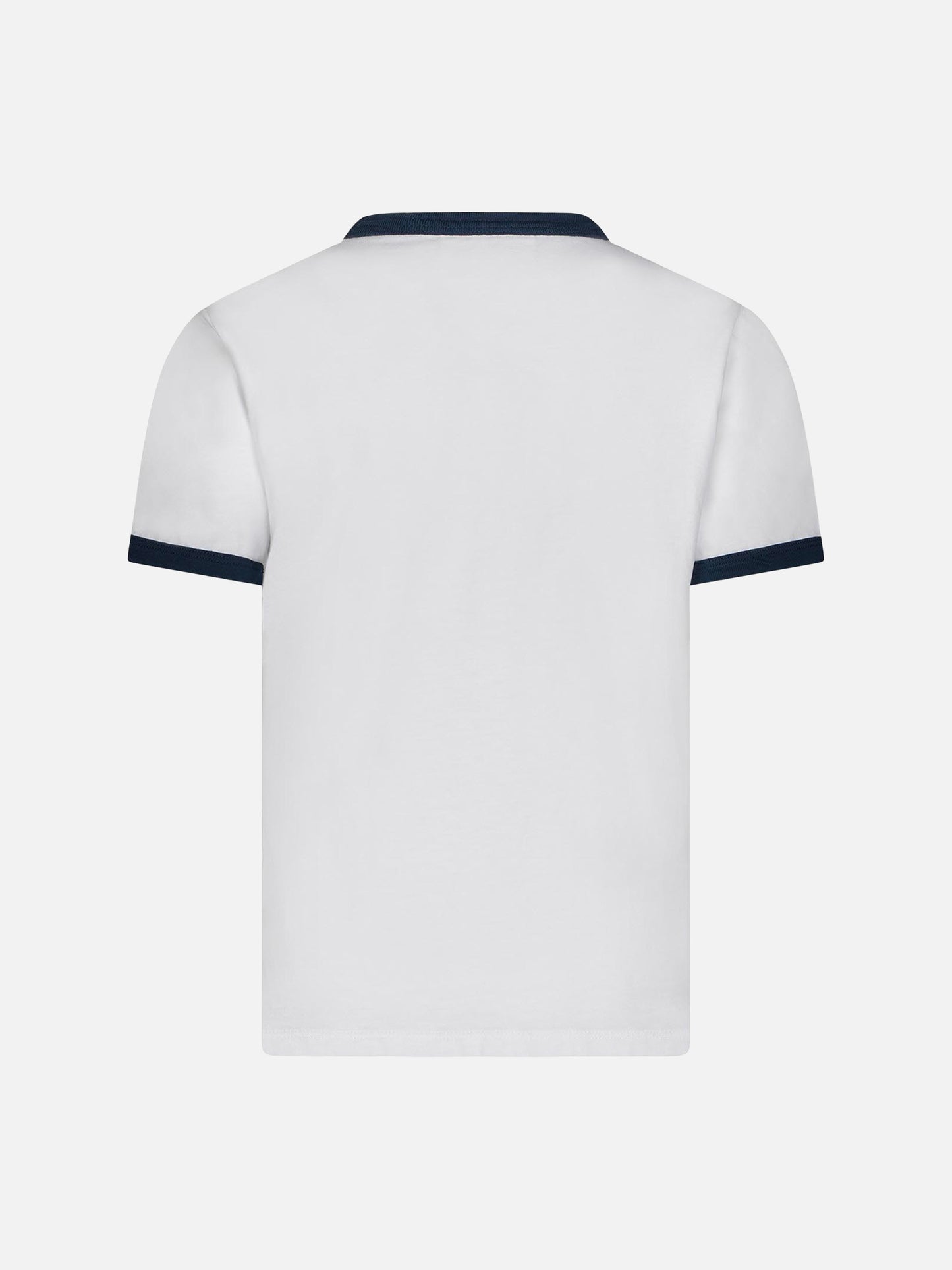 Kinder-T-Shirt aus weißer Baumwolle mit blauem, groovigem Saint-Barth-Print