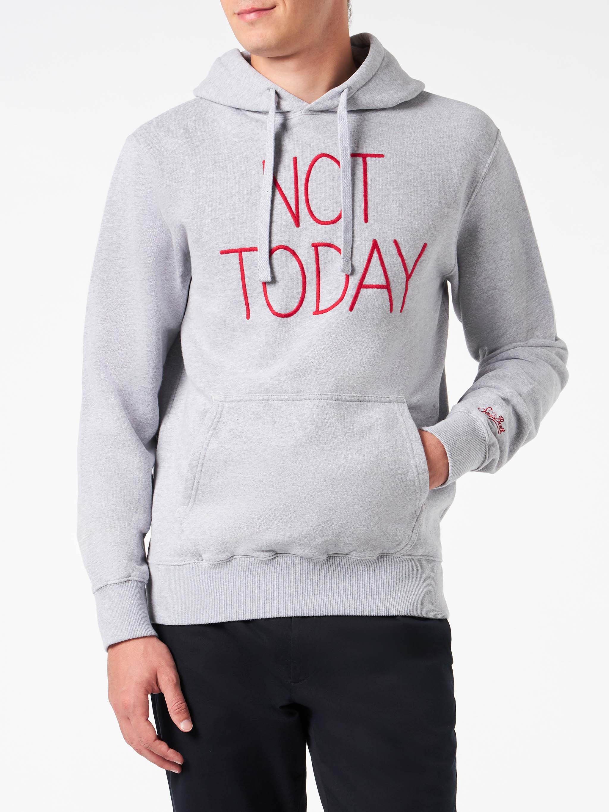 パーカー・フーディ MC2 SAINT BARTH Men Hoodies PON0001 00133H Grey Man grey hoodie with Not Today embroidery – MC2 Saint Barth