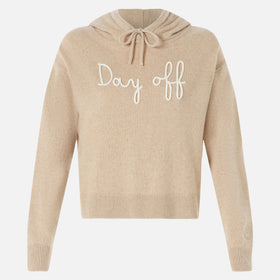 Felpa cropped in maglia da donna con cappuccio e ricamo Day Off