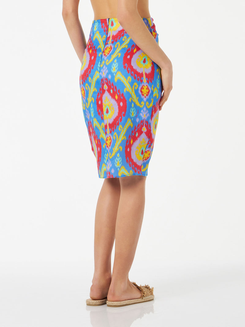 Woman mid skirt with multicolor print