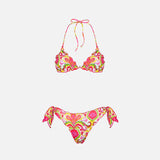 Woman triangle bikini with ikat print