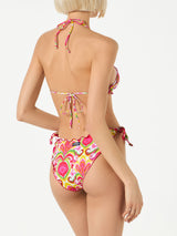 Woman triangle bikini with ikat print