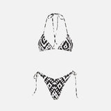 Woman triangle bikini with ikat print