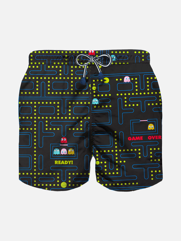 Boy light fabric swim shorts with Pac Man print |Pacman© - MC2 Saint Barth