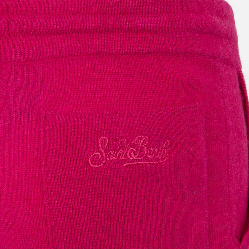 Girl fuchsia knitted jogger pants