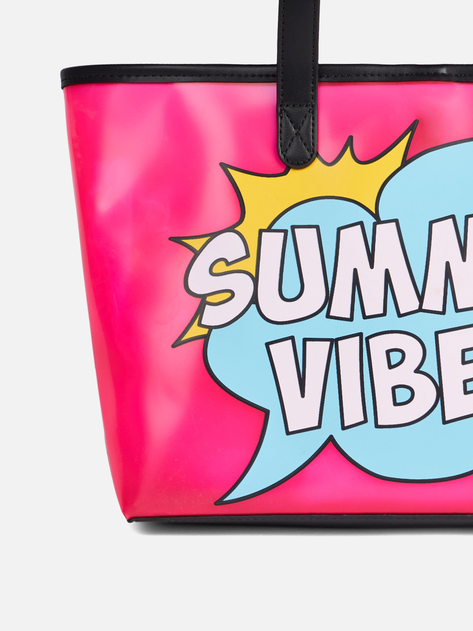 Pink transparent pvc beach bag with Summer Vibes print - MC2 Saint Barth