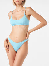 Woman light blue bralette bikini