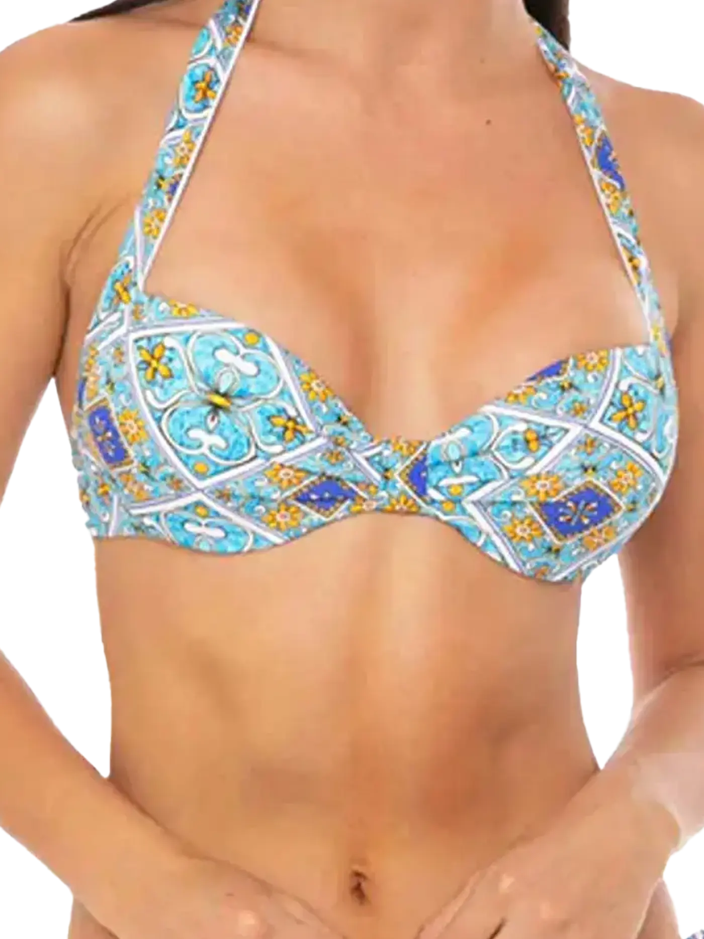 Bralette stampa maiolica azzurra