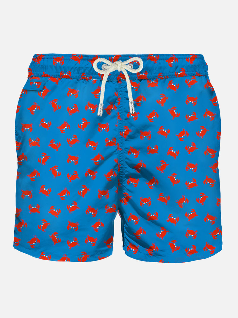 Light fabric man swim shorts crab print