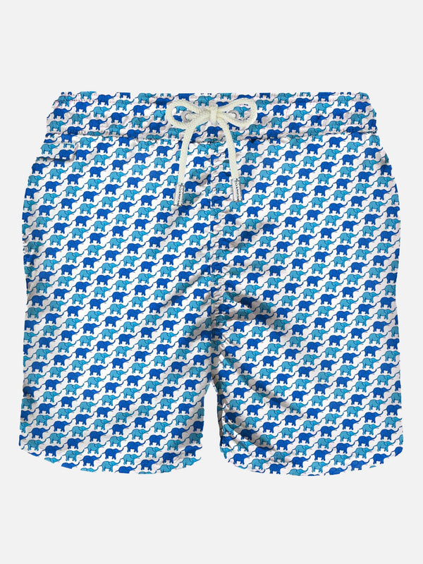 Light fabric man swim shorts elephant print