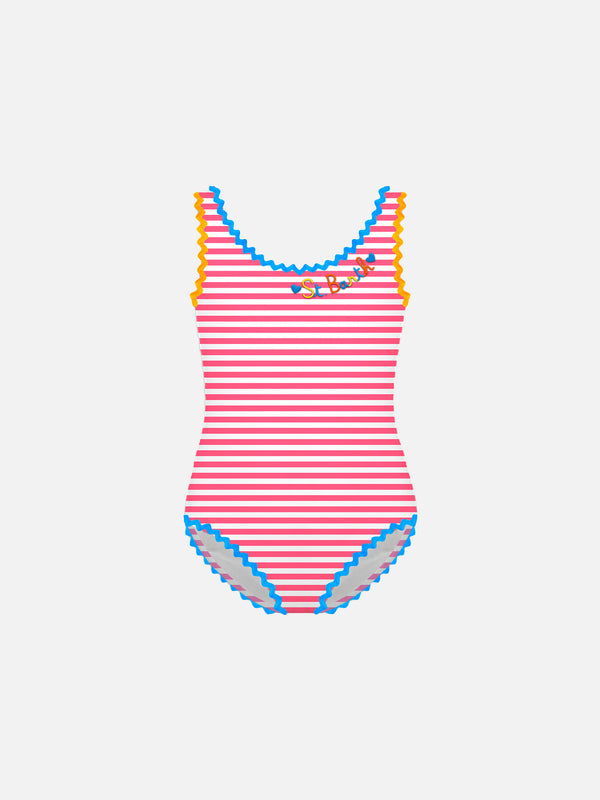 Girl one piece swimsuit with embroidery