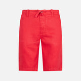 Rote Leinen-Bermuda-Shorts
