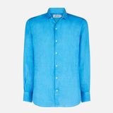 Man bluette linen Pamplona shirt