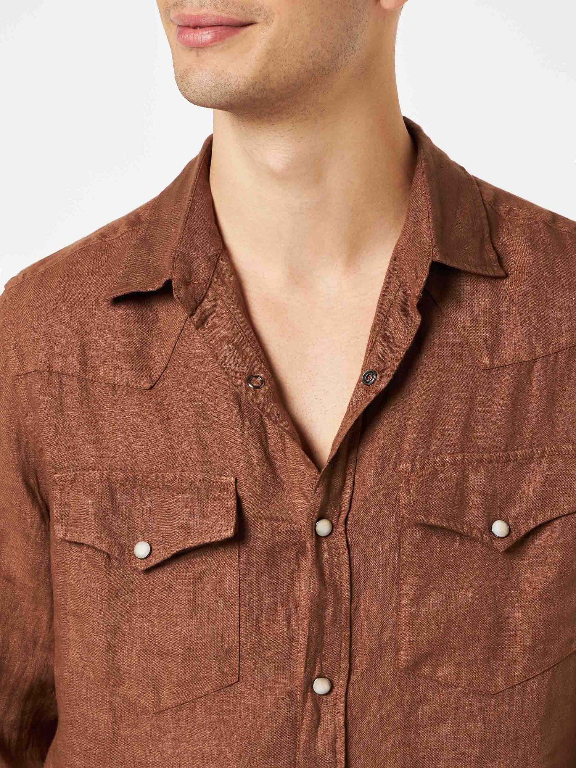 Man brown linen shirt - MC2 Saint Barth