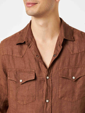 Man brown linen shirt - MC2 Saint Barth